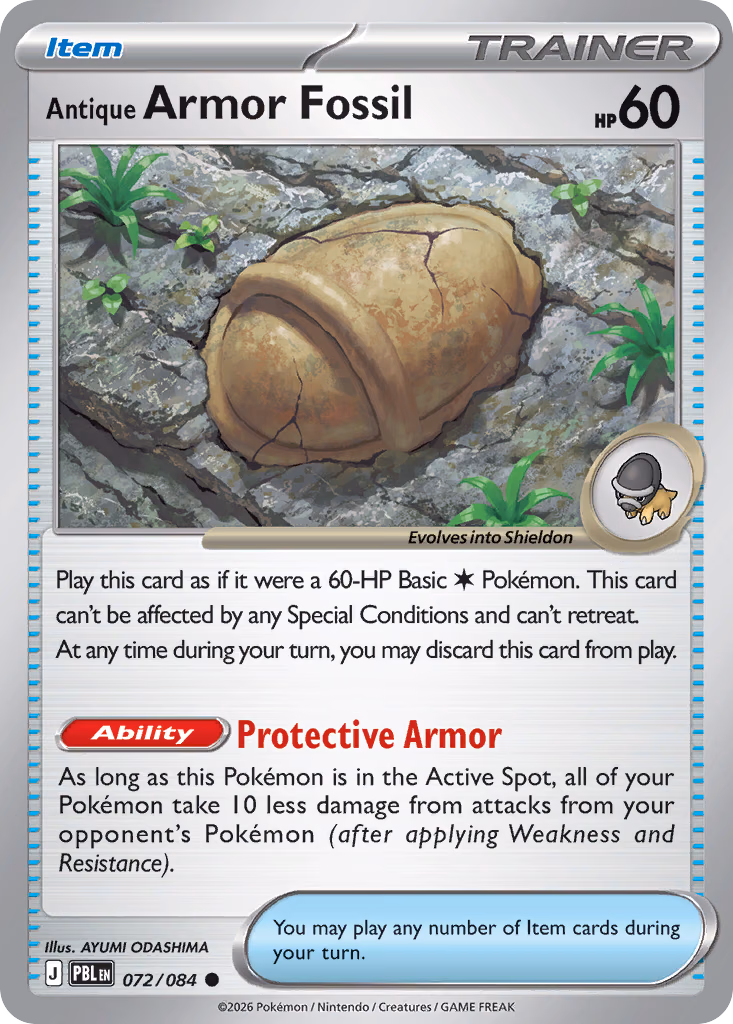 Antique Armor Fossil Pokemon card (072/084, Pitch Black)