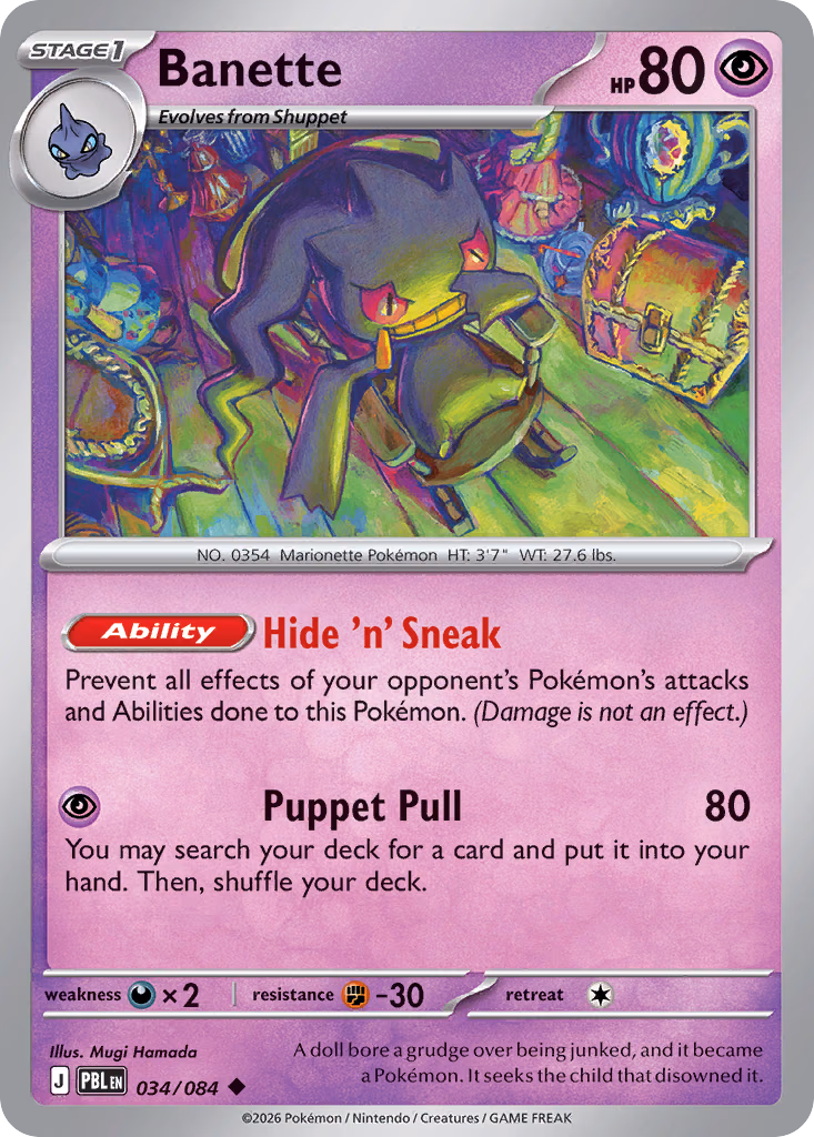 Banette Pokemon card (034/084, Pitch Black)