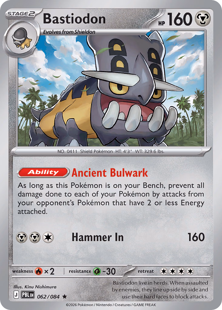 Bastiodon Pokemon card (062/084, Pitch Black)