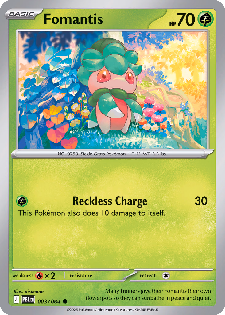 Fomantis Pokemon card (003/084, Pitch Black)