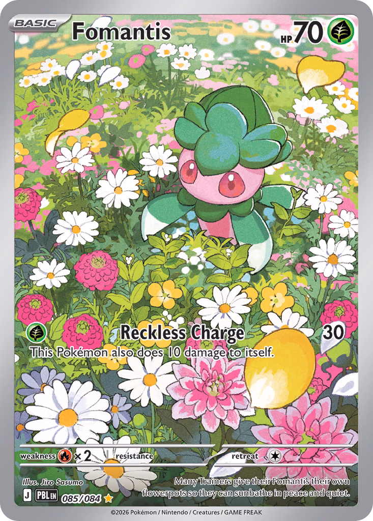 Fomantis Pokemon card (085/084, Pitch Black)