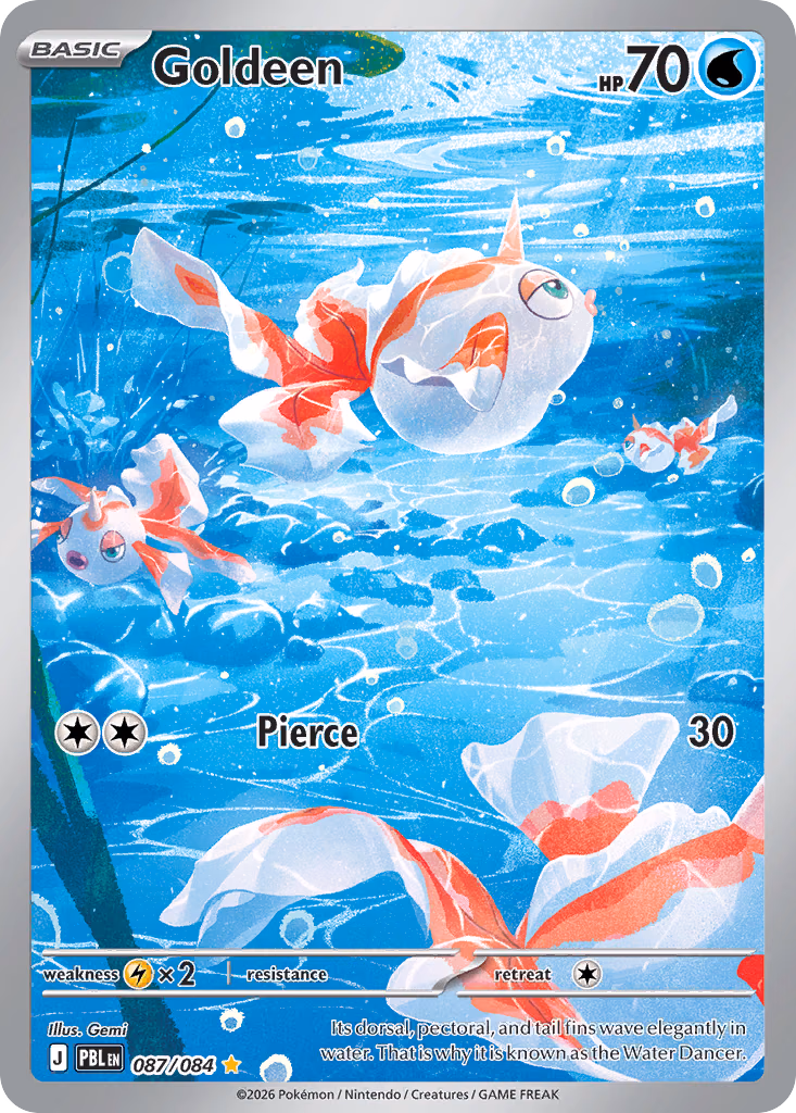Goldeen Pokemon card (087/084, Pitch Black)