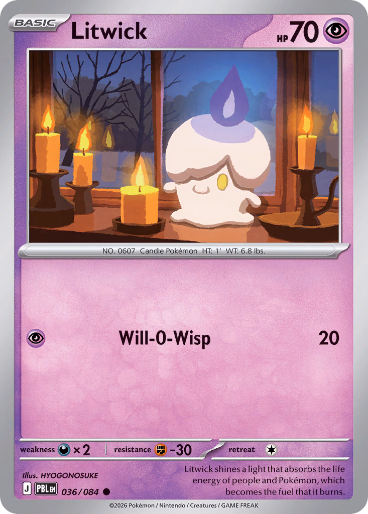 Litwick Pokemon card (036/084, Pitch Black)