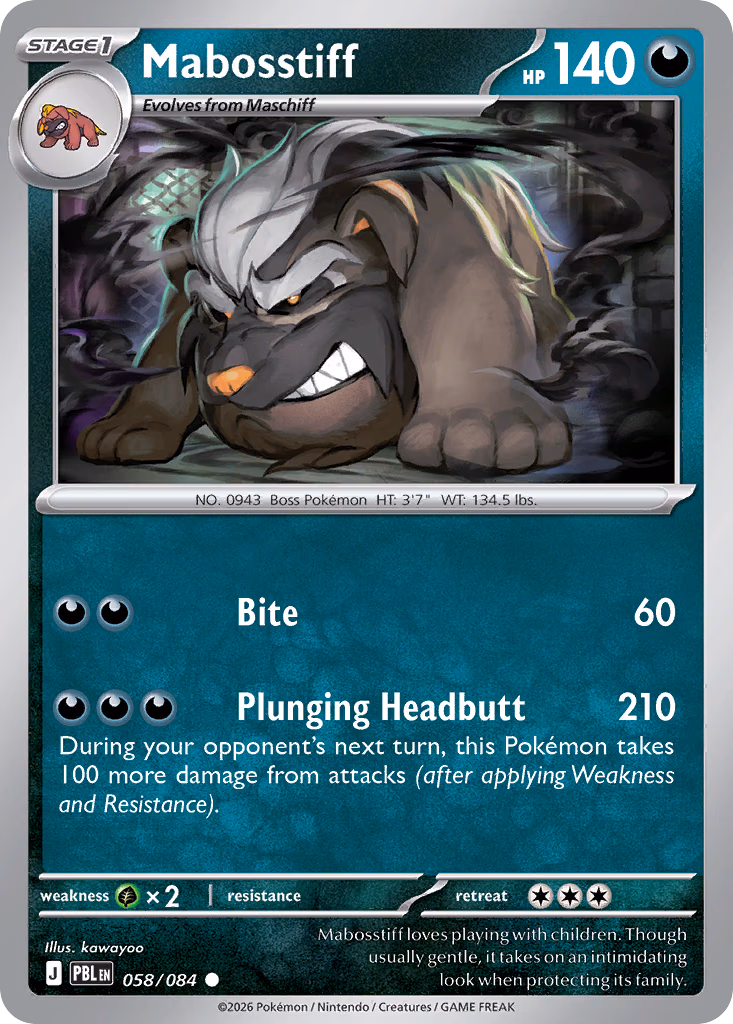 Mabosstiff Pokemon card (058/084, Pitch Black)