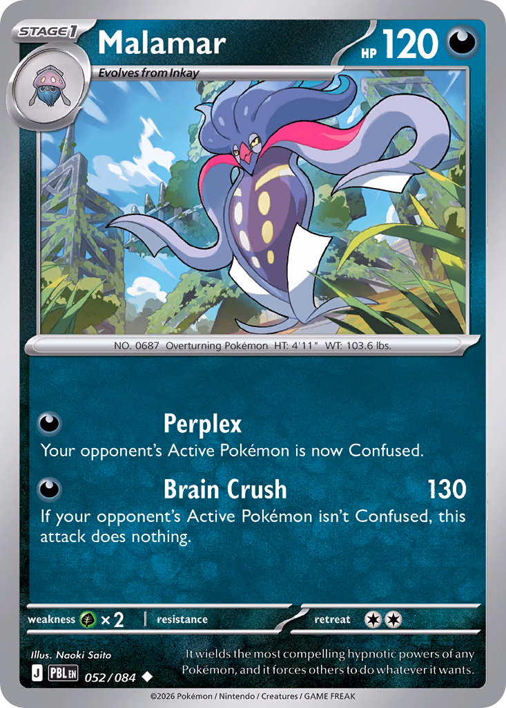 Malamar Pokemon card (052/084, Pitch Black)