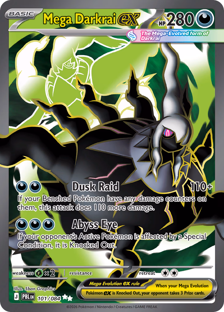 Mega Darkrai ex Pokemon card (101/084, Pitch Black)