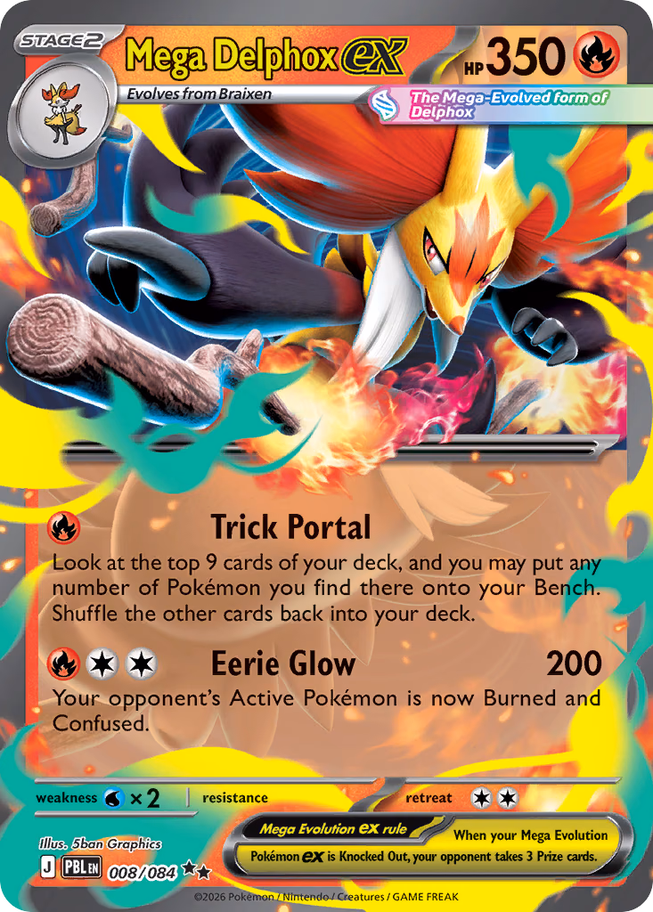 Mega Delphox ex Pokemon card (008/084, Pitch Black)