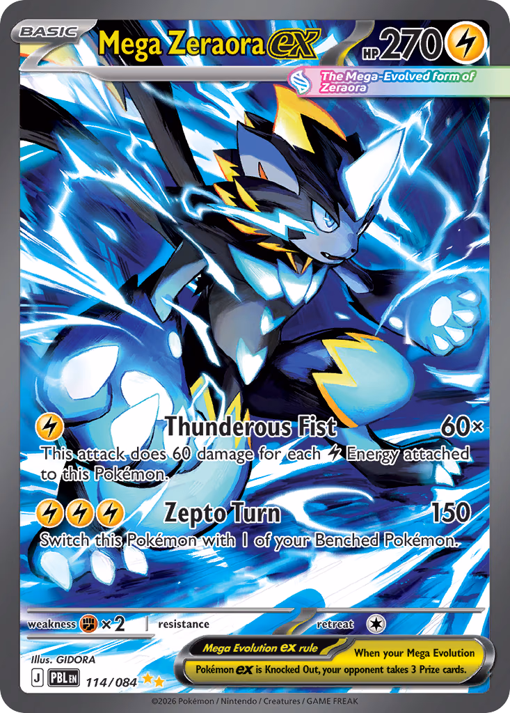 Mega Zeraora ex Pokemon card (114/084, Pitch Black)