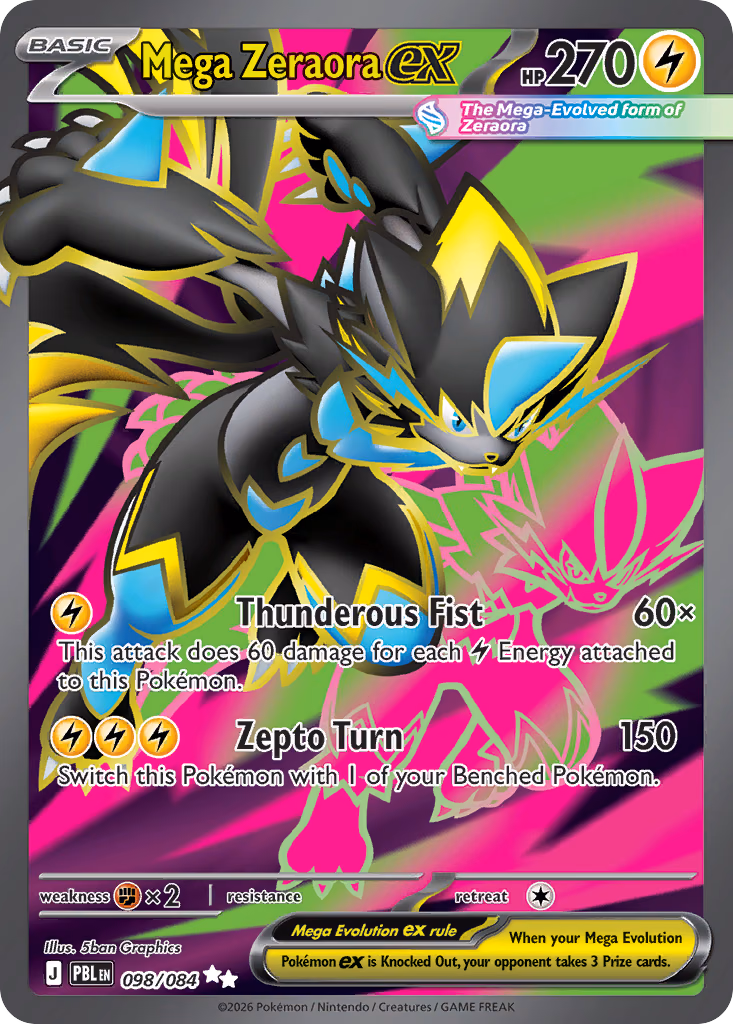 Mega Zeraora ex Pokemon card (098/084, Pitch Black)
