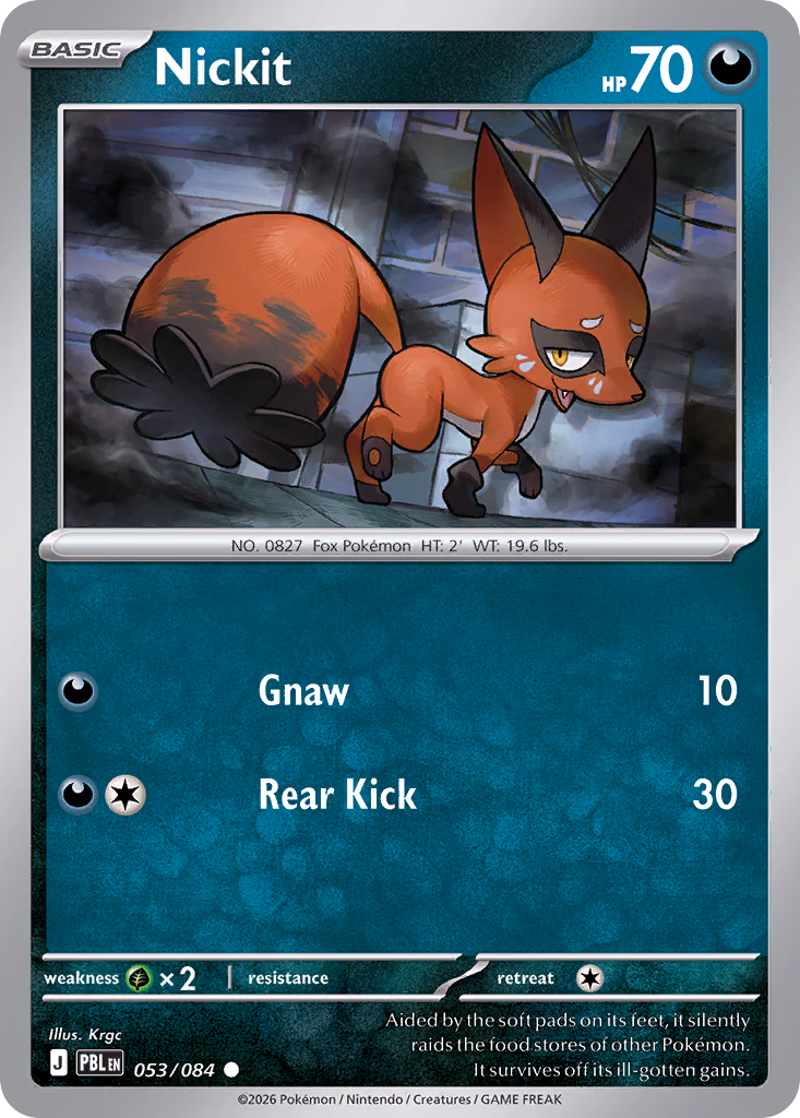 Nickit Pokemon card (053/084, Pitch Black)