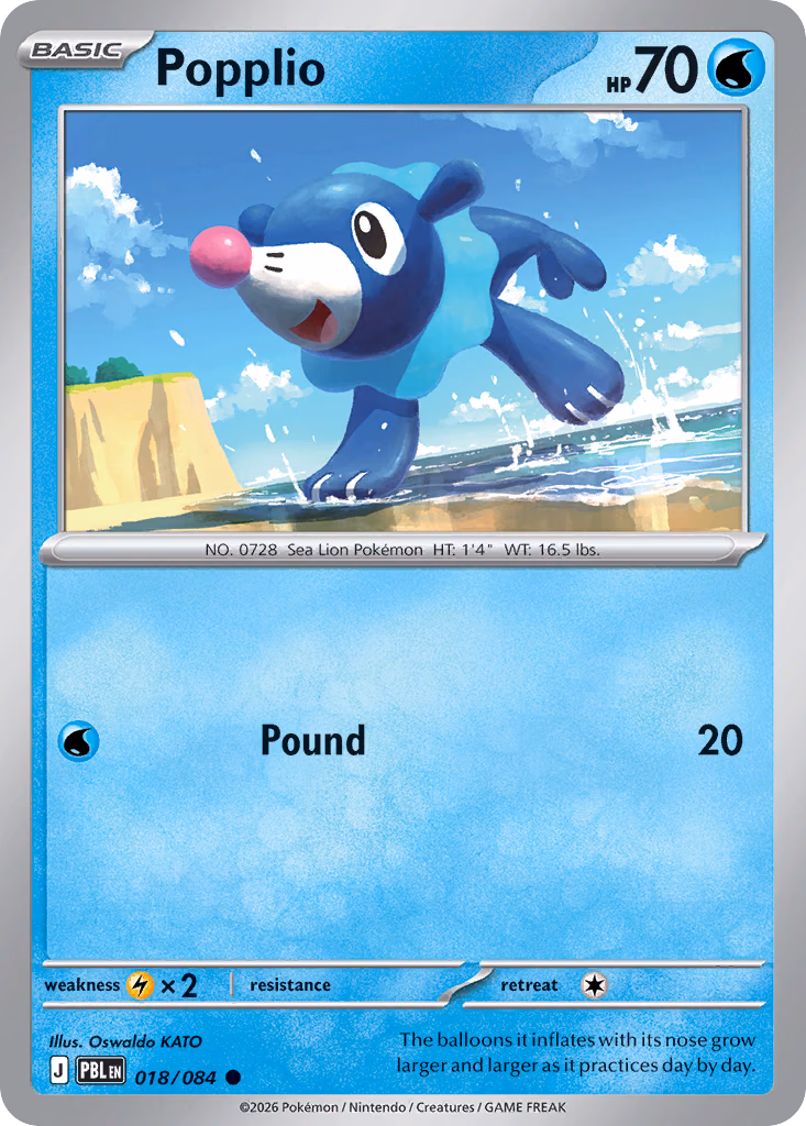 Popplio Pokemon card (018/084, Pitch Black)