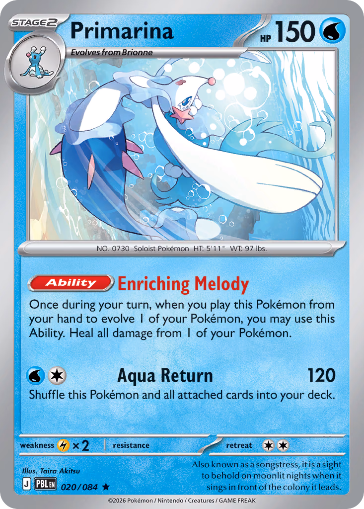 Primarina Pokemon card (020/084, Pitch Black)