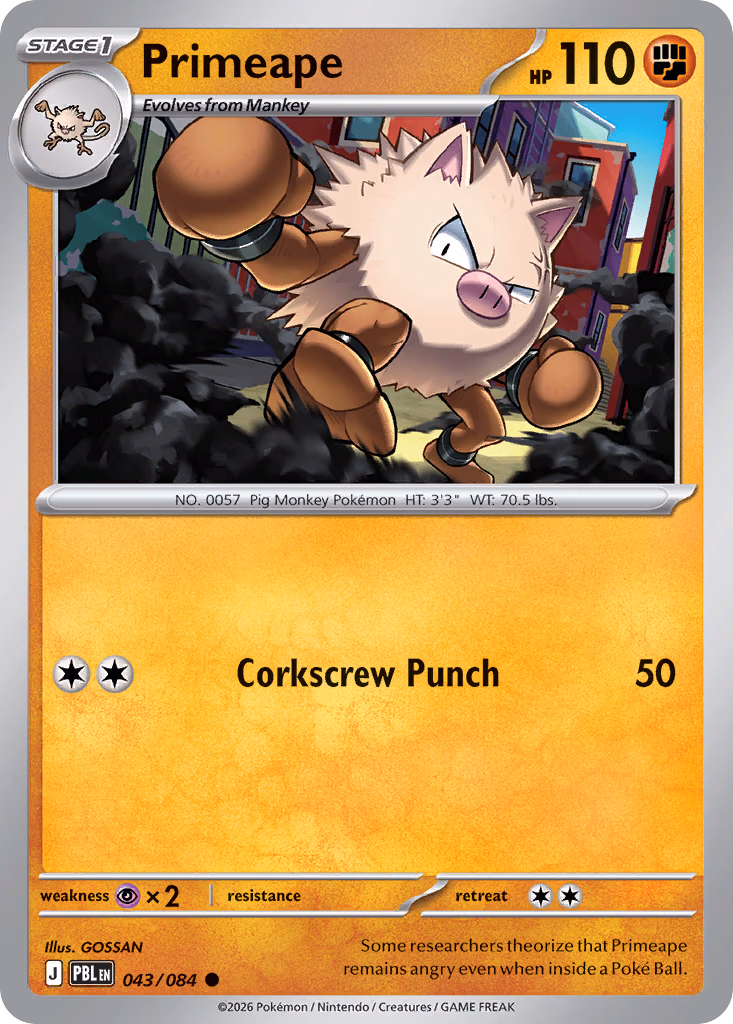 Primeape Pokemon card (043/084, Pitch Black)