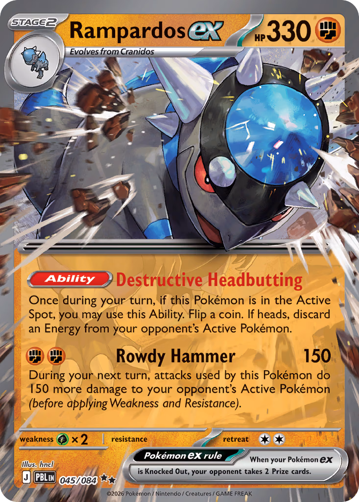 Rampardos ex Pokemon card (045/084, Pitch Black)