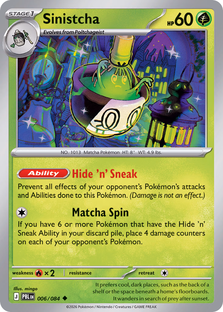 Sinistcha Pokemon card (006/084, Pitch Black)