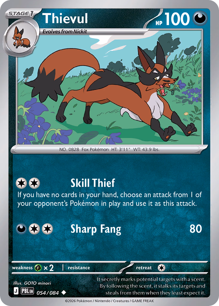 Thievul Pokemon card (054/084, Pitch Black)