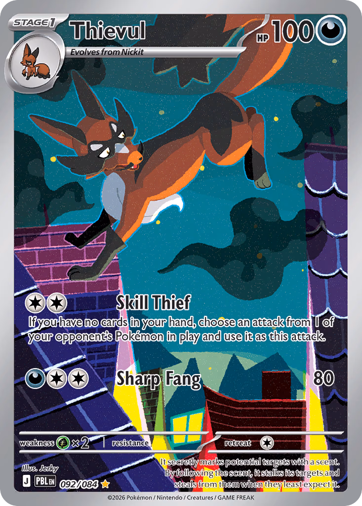 Thievul Pokemon card (092/084, Pitch Black)