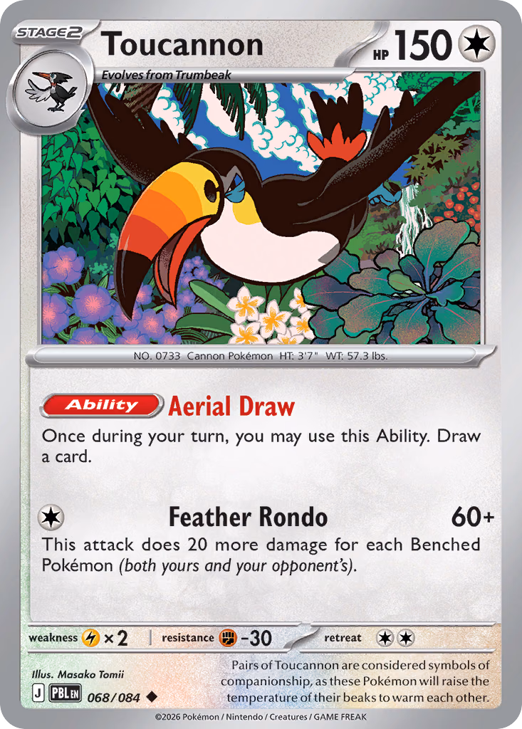 Toucannon Pokemon card (068/084, Pitch Black)