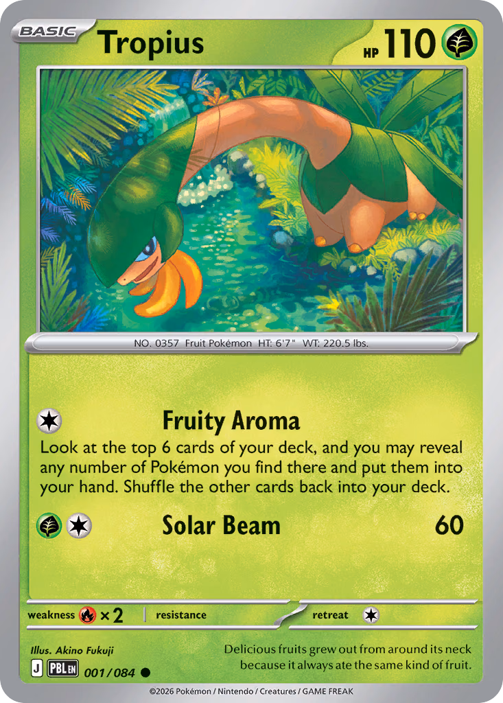 Tropius Pokemon card (001/084, Pitch Black)