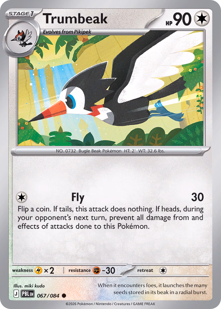 Trumbeak Pokemon card (067/084, Pitch Black)