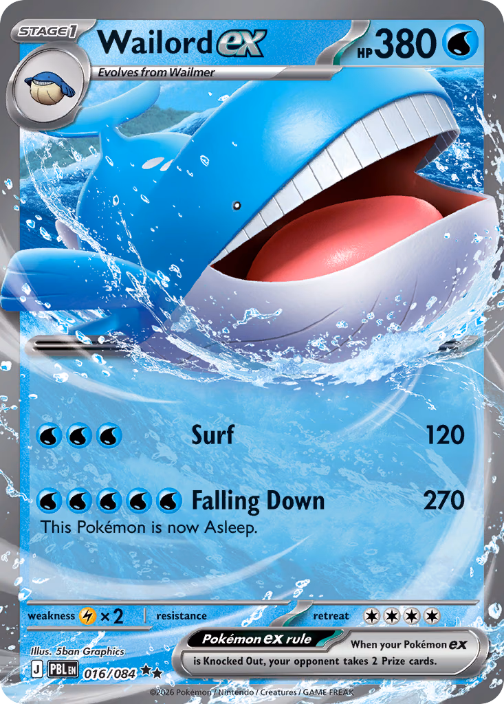 Wailord ex Pokemon card (016/084, Pitch Black)