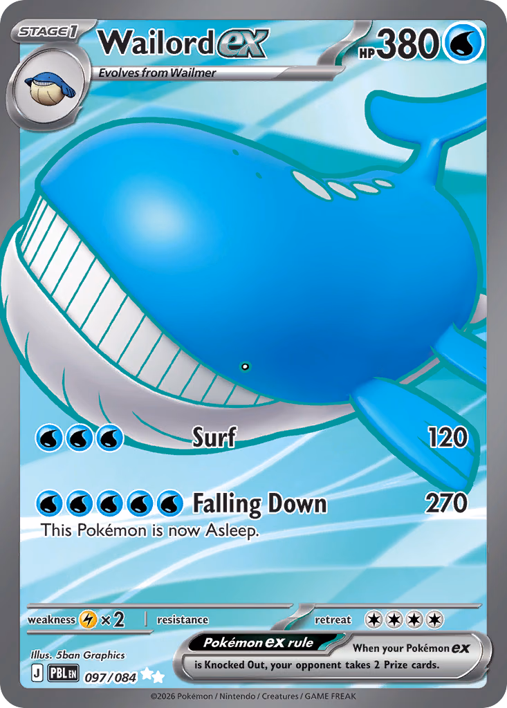 Wailord ex Pokemon card (097/084, Pitch Black)