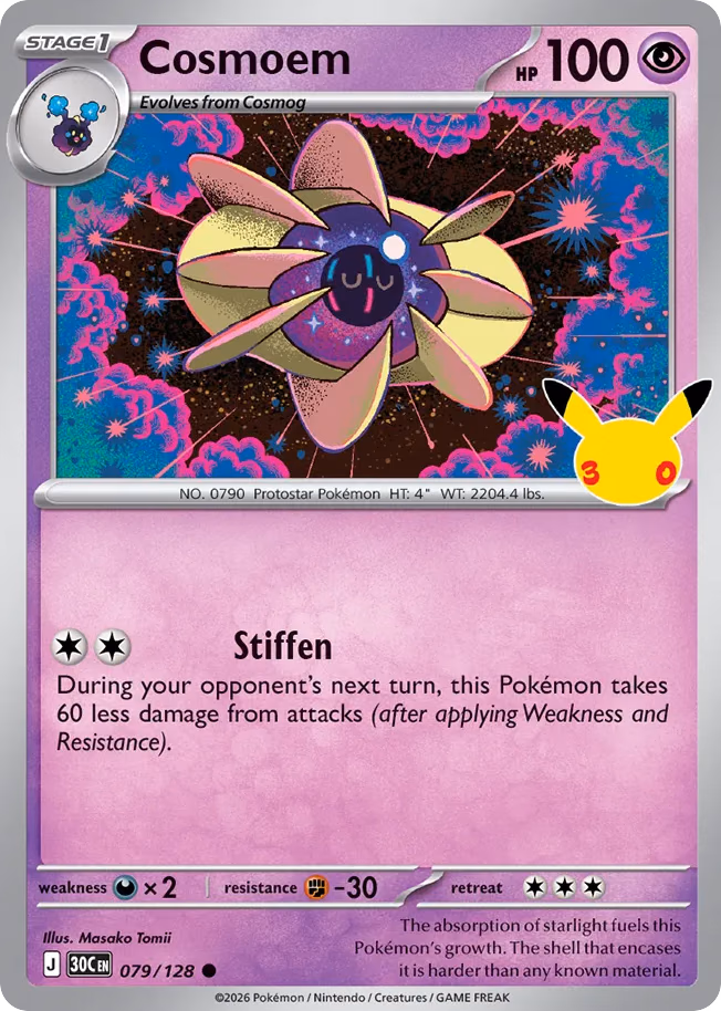 Cosmoem Pokemon card (079/128, 30th Celebration)