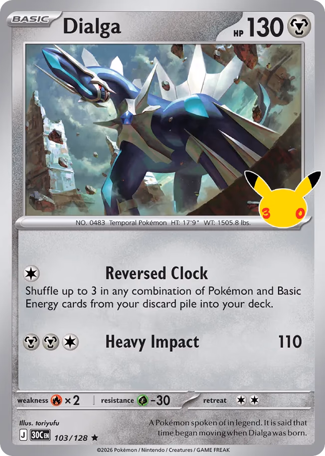 Dialga Pokemon card (103/128, 30th Celebration)