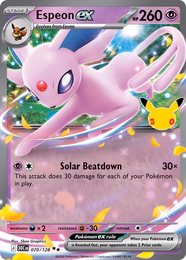 Espeon ex Pokemon card (070/128, 30th Celebration)