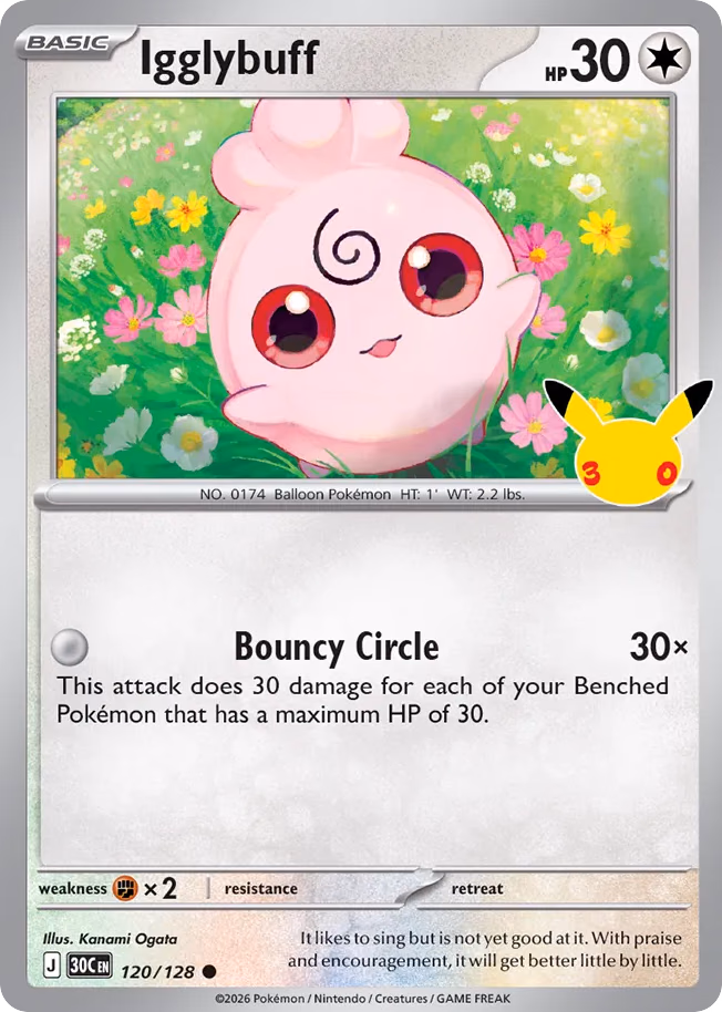 Igglybuff Pokemon card (120/128, 30th Celebration)