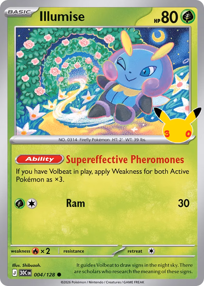 Illumise Pokemon card (004/128, 30th Celebration)