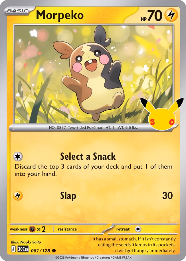 Morpeko Pokemon card (061/128, 30th Celebration)