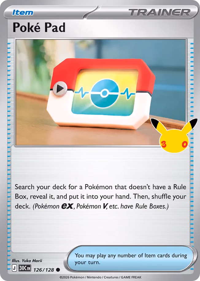Poké Pad Pokemon card (126/128, 30th Celebration)
