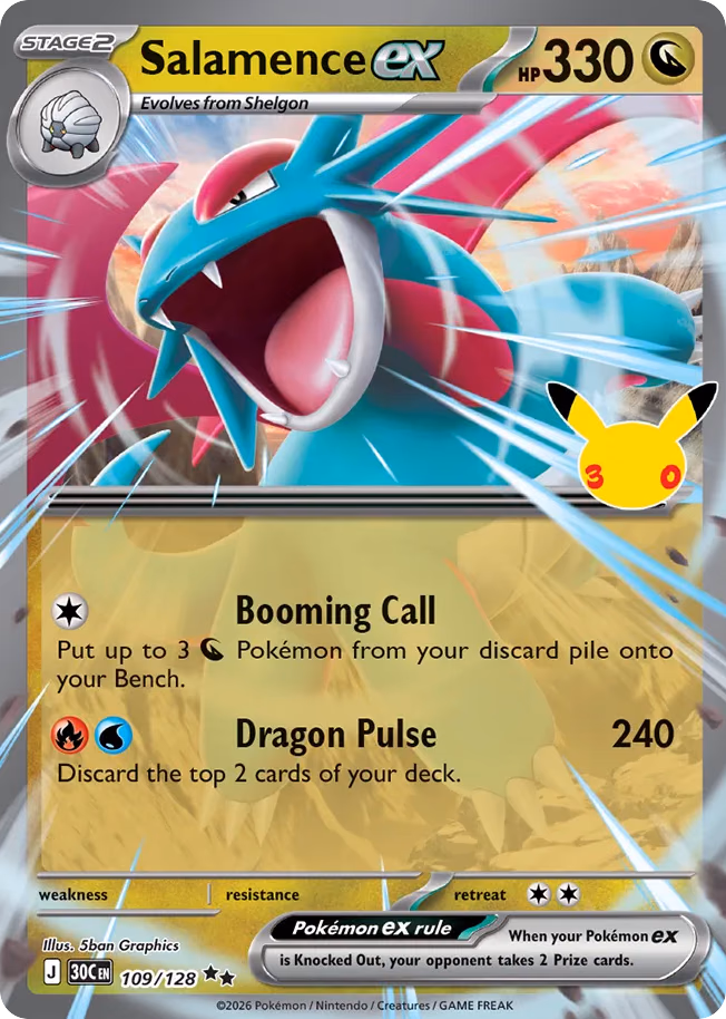 Salamence ex Pokemon card (109/128, 30th Celebration)
