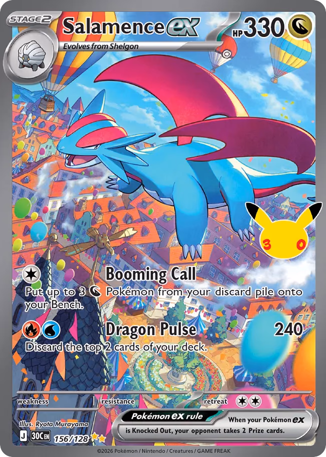 Salamence ex Pokemon card (156/128, 30th Celebration)