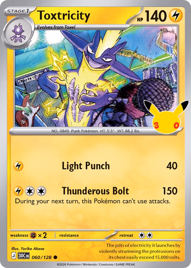 Toxtricity Pokemon card (060/128, 30th Celebration)