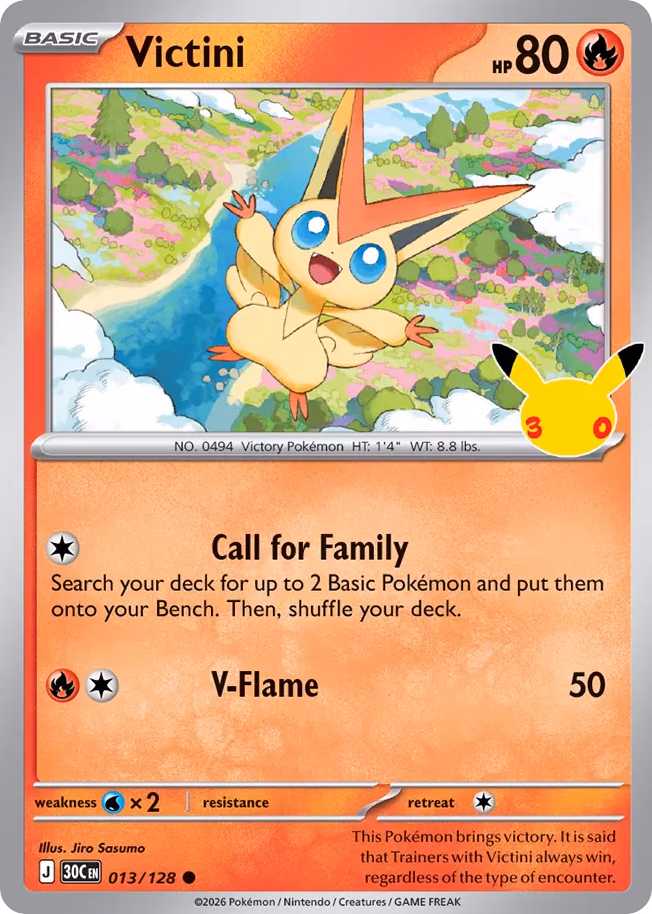 Victini Pokemon card (013/128, 30th Celebration)
