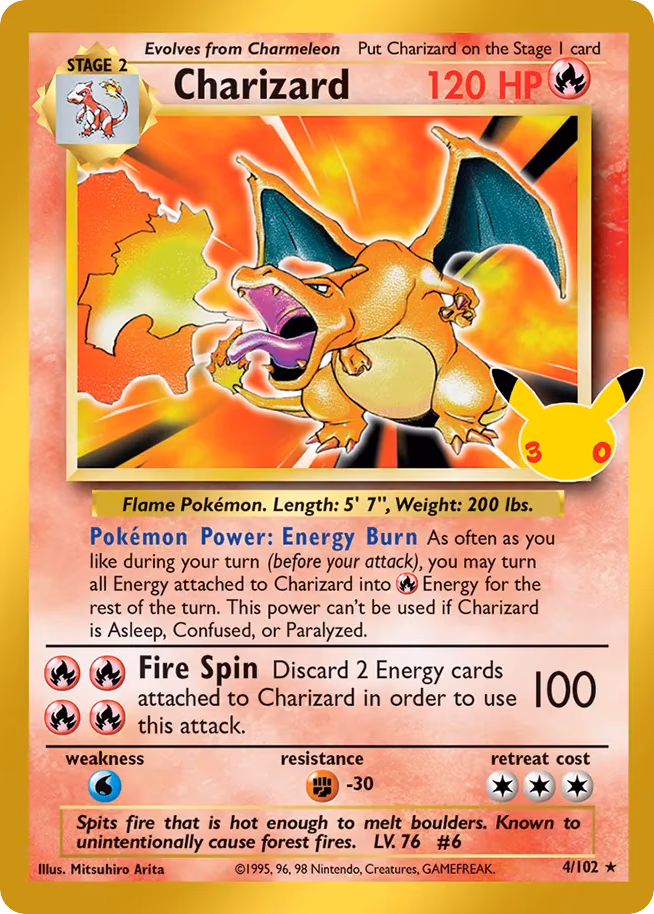 Charizard Pokemon card (004/030, 30th Celebration: Classic Collection)