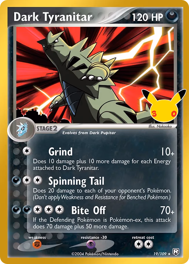 Dark Tyranitar Pokemon card (019/030, 30th Celebration: Classic Collection)