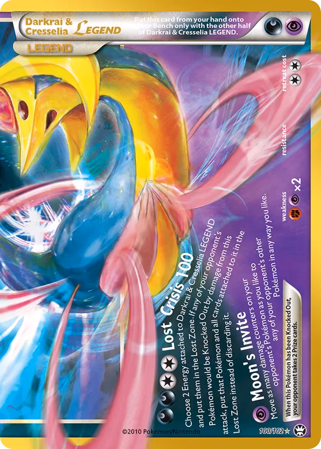 Darkrai & Cresselia LEGEND Pokemon card (100/030, 30th Celebration: Classic Collection)