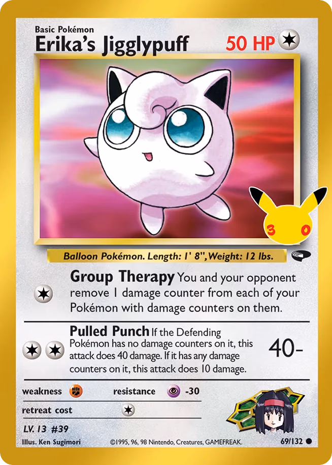 Erika's Jigglypuff Pokemon card (069/030, 30th Celebration: Classic Collection)