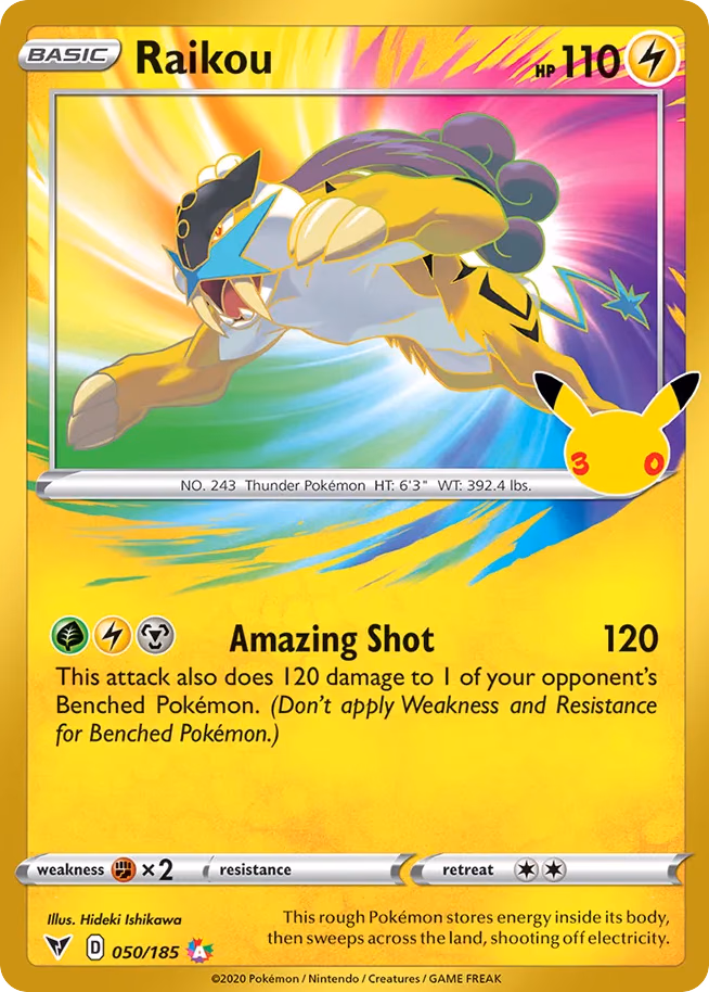 Raikou Pokemon card (050/030, 30th Celebration: Classic Collection)