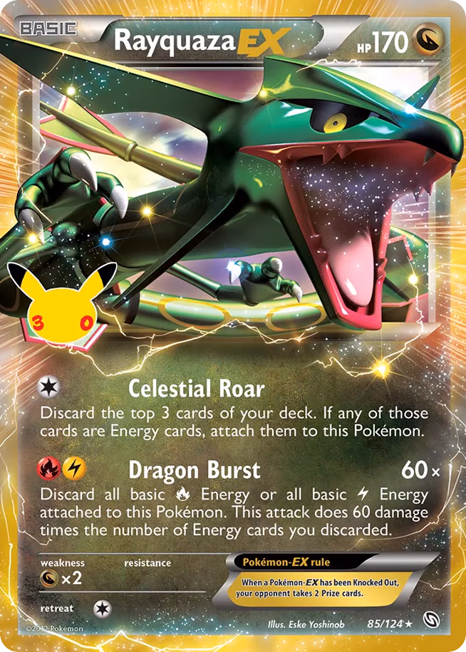 Rayquaza-EX Pokemon card (085/030, 30th Celebration: Classic Collection)