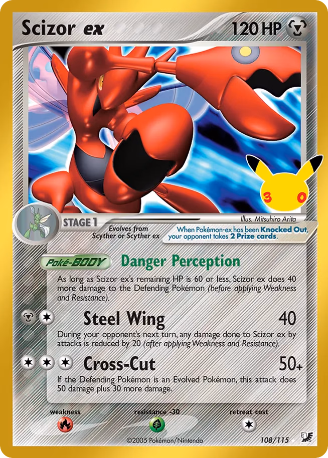 Scizor ex Pokemon card (108/030, 30th Celebration: Classic Collection)