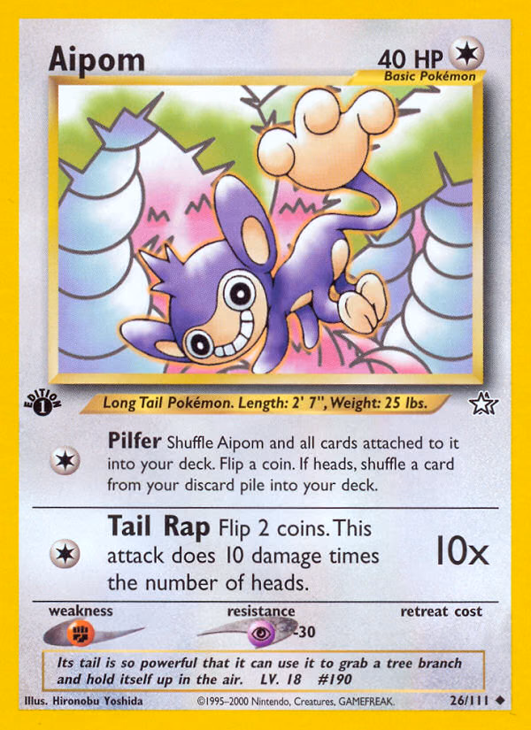 Aipom (Unlimited) Pokemon card (26/111, Neo Genesis)