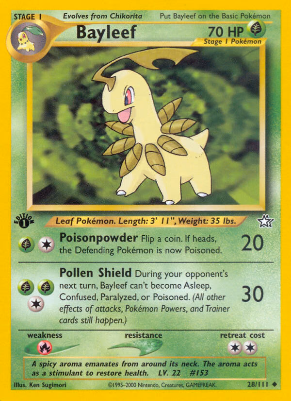 Bayleef (Unlimited) Pokemon card (28/111, Neo Genesis)