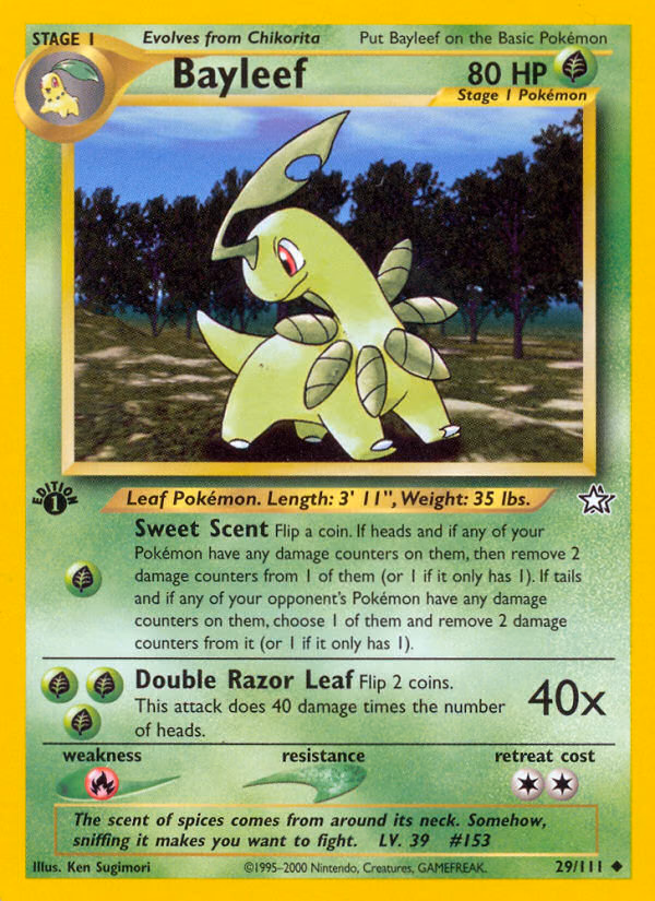 Bayleef (Unlimited) Pokemon card (29/111, Neo Genesis)