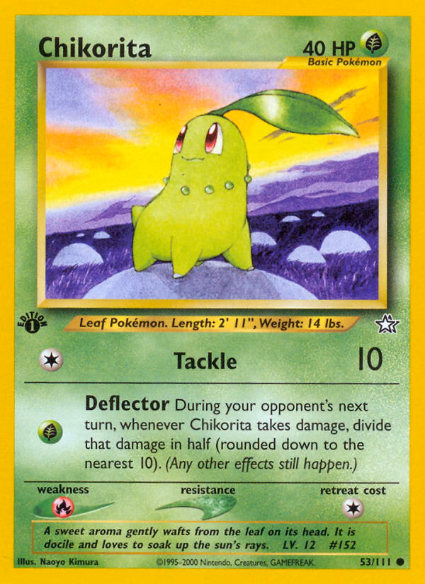 Chikorita (1st Edition) Pokemon card (53/111, Neo Genesis)