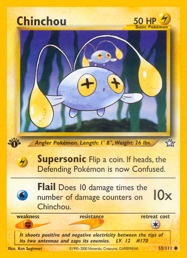 Chinchou (1st Edition) Pokemon card (55/111, Neo Genesis)