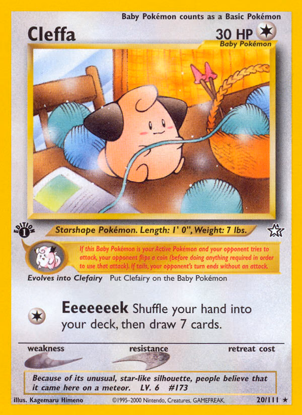 Cleffa (1st Edition) Pokemon card (20/111, Neo Genesis)